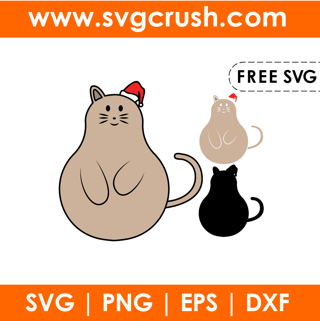 free christmas-cat-wearing-hat-001 svg