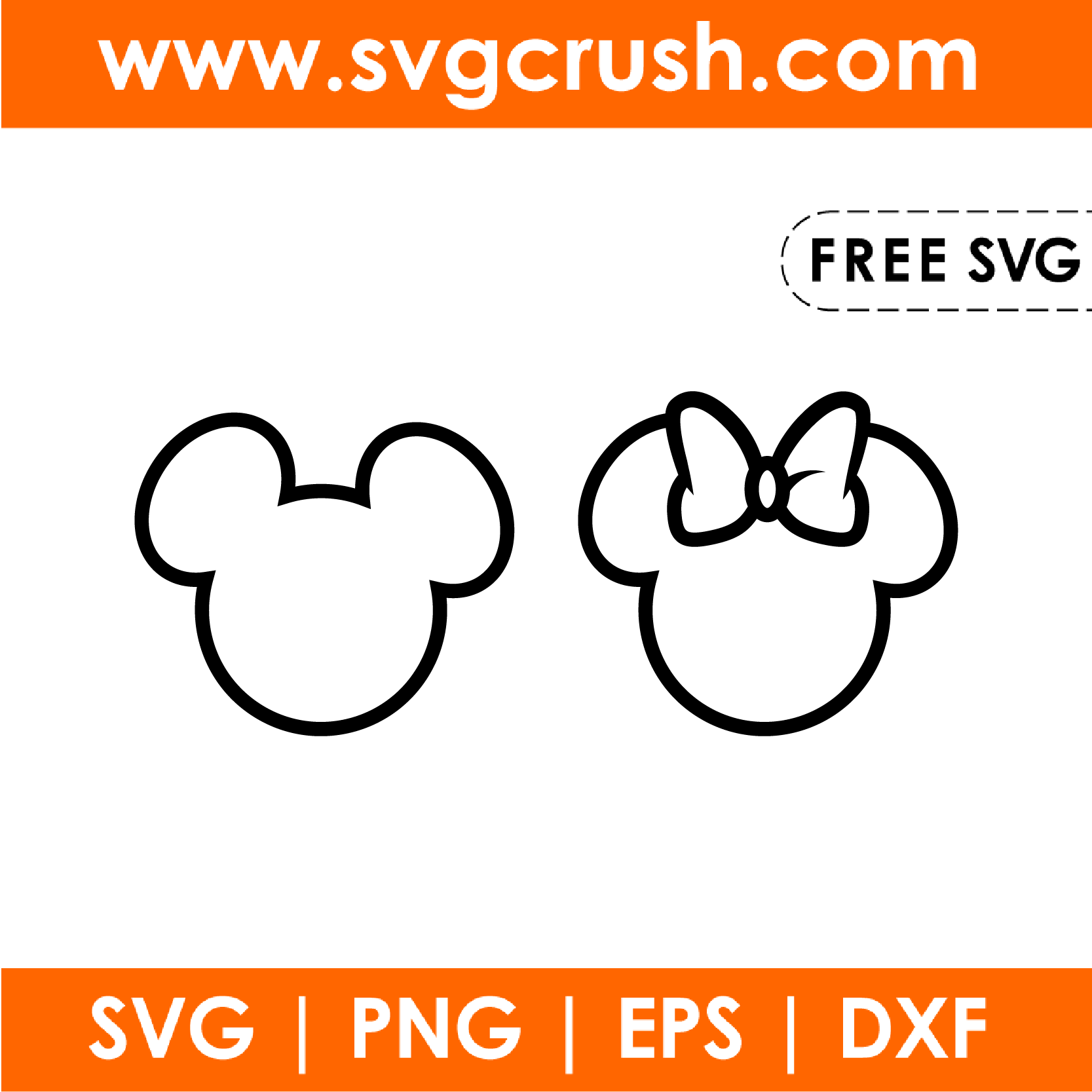 free mickey-and-minnie-outline-head-001 svg