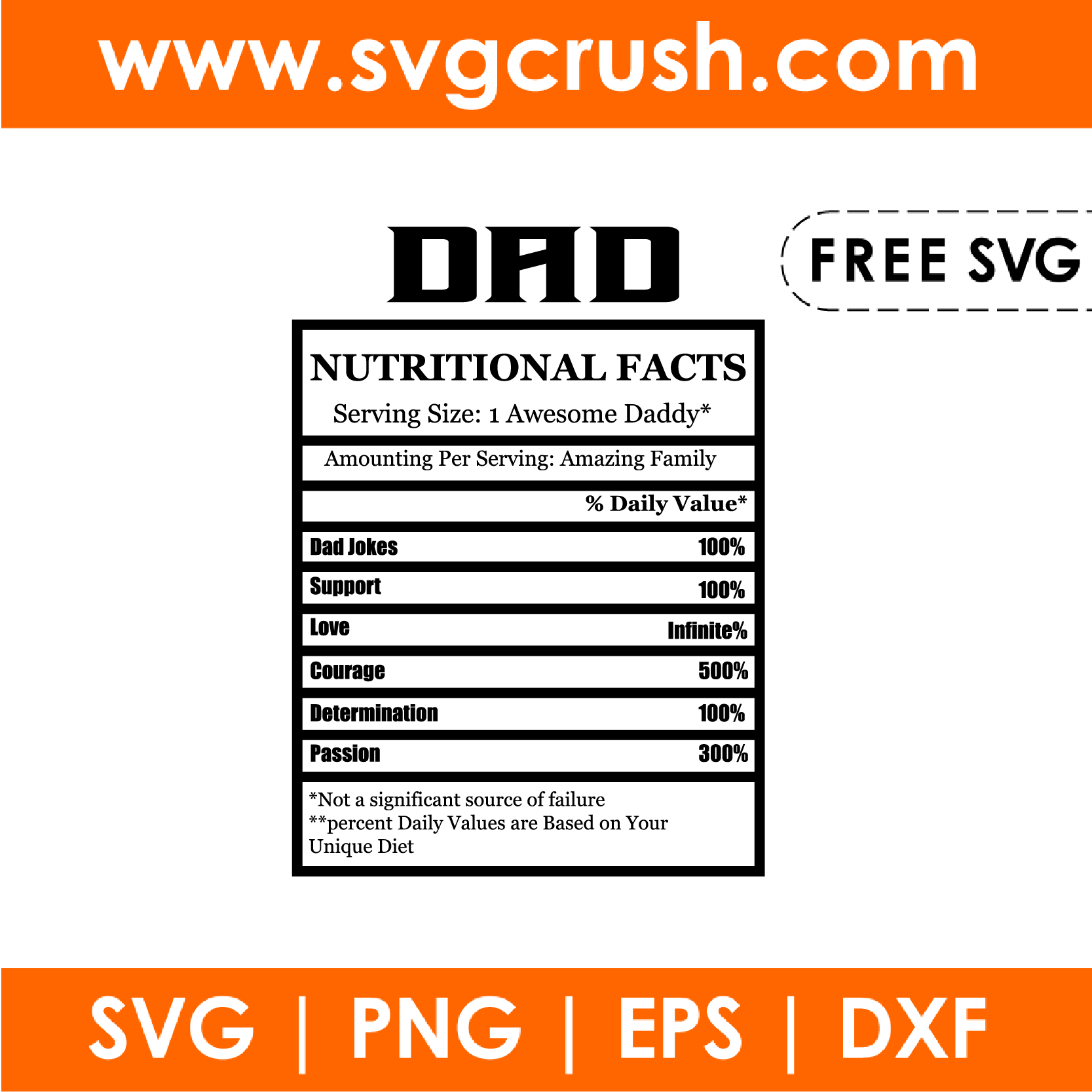 free dad-nutritional-facts-001 svg