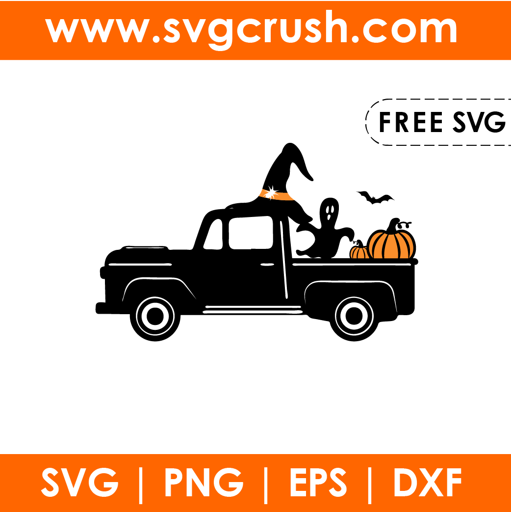 free halloween-truck-with-pumpkin-001 svg