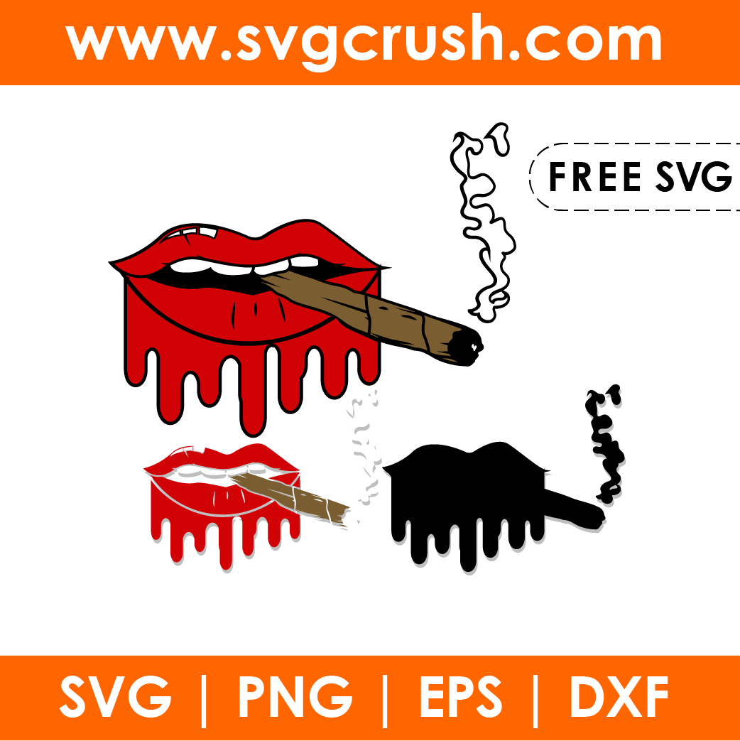 free dripping-smoking-lips-001 svg