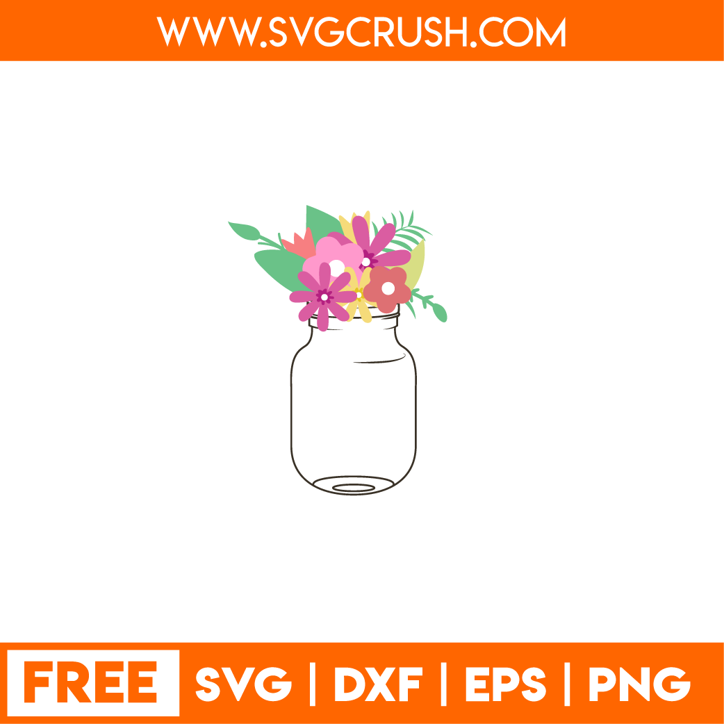 free mason-jar-with-flowers-001 svg