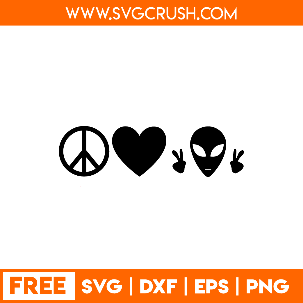 free peace-love-alien-001 svg
