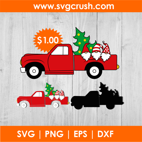 christmas-truck-with-gnomes-001 svg